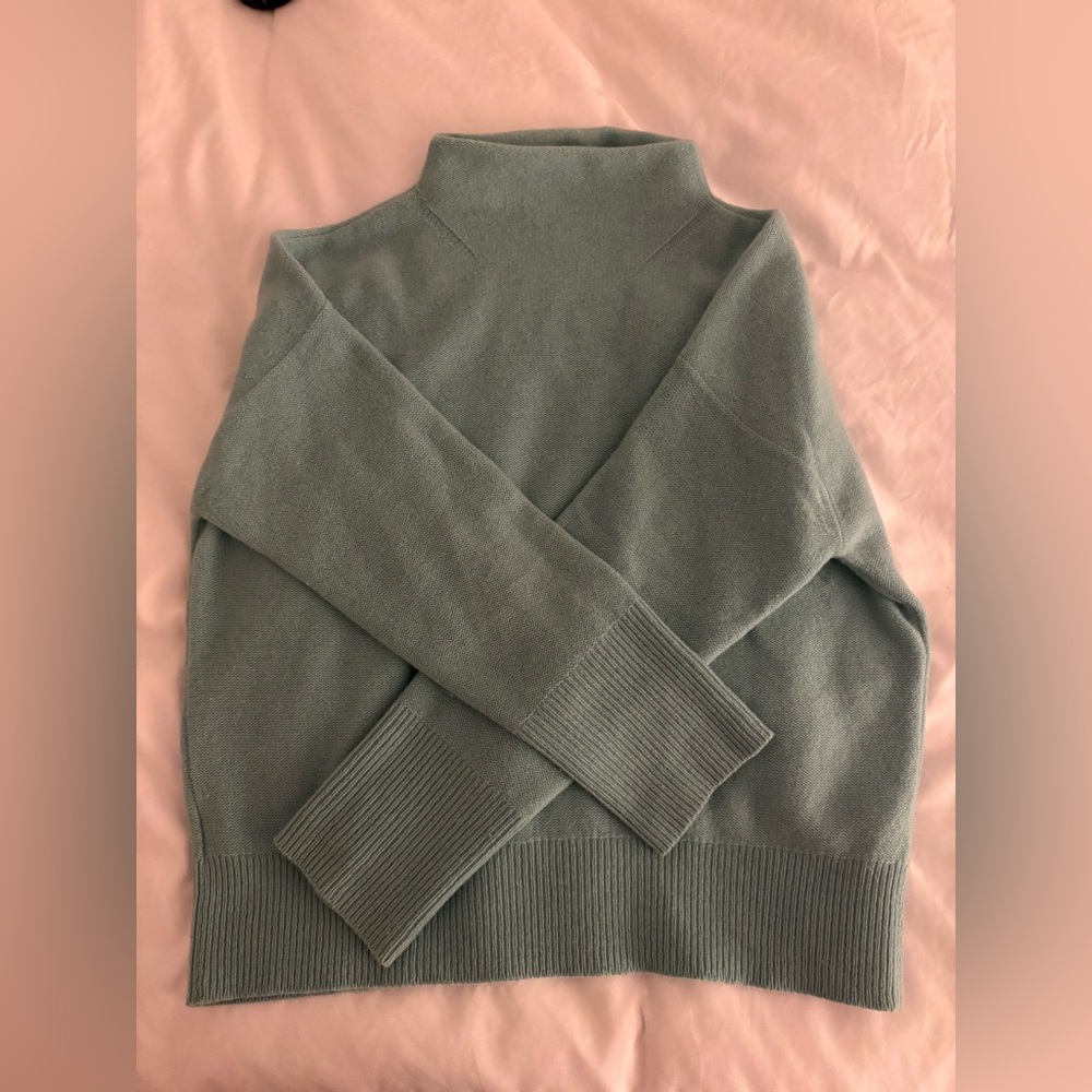 Outerknown Cashmere/Marino Wool Mock Neck Sweater in Bright Mint